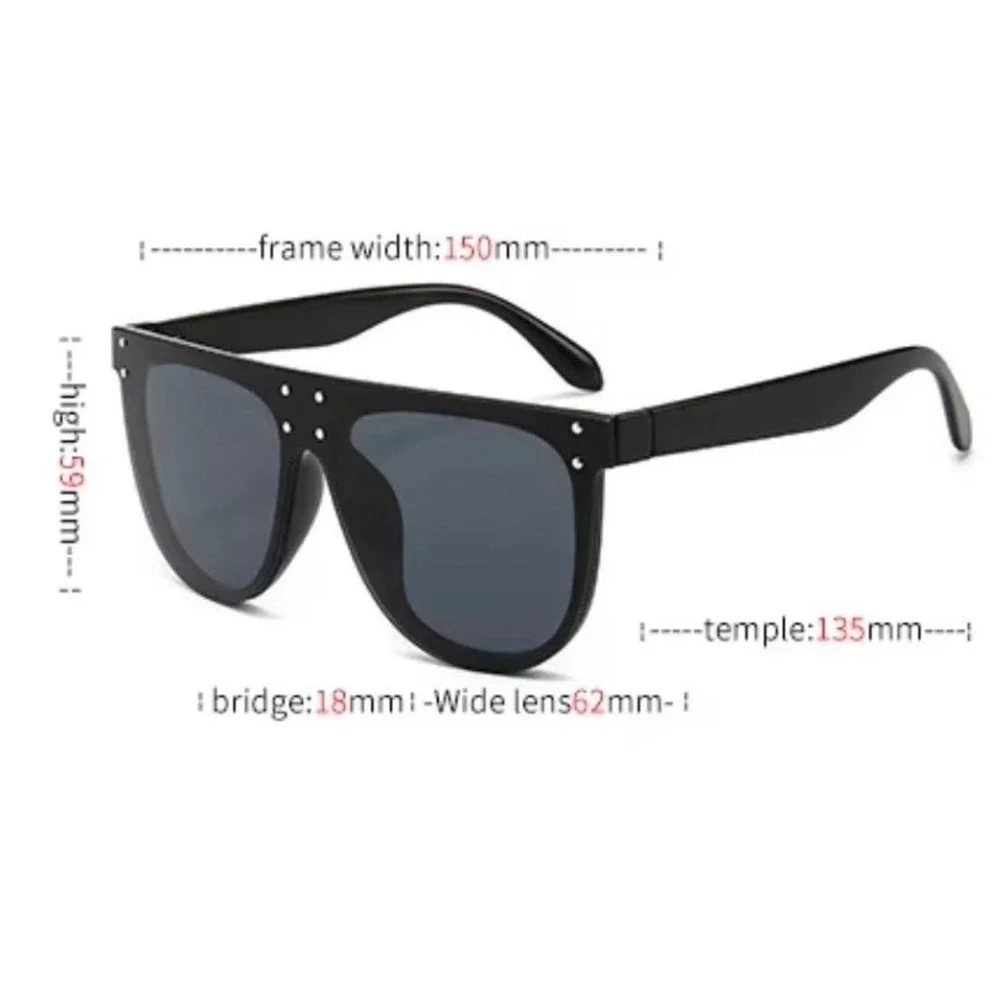 Flat Top Sunglasses Men Fashion Square Frame Luxury Trendy Dark Black Lens Gafas